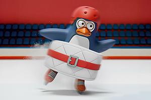 penguin ice skating with protection penguin ice skating with protection