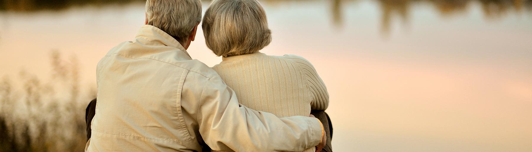 senior couple hugging